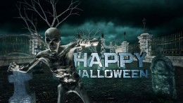 Haunted Graveyard with Custom Texts and Logo for Halloween