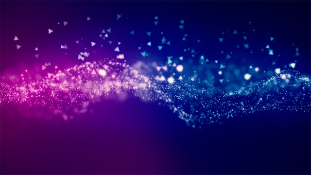 Cinematic purple glowing moving particles with floating lights. Magical dust with on clean background. Abstract motion of particles in 4K. Seamless loop.