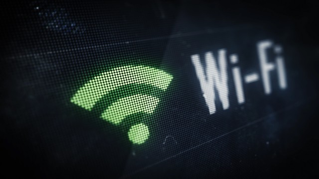 Pixel Wi-fi Icon with Text on Digital LED Screen