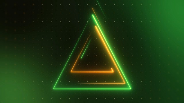 Triangular Green and Yellow Neon Techno Lights Loop