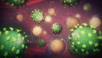Coronavirus outbreak attacking white immune cells. Influenza type virus background as dangerous flu. Pandemic medical health risk concept with disease cells.