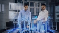 Professional Architects work with Holographic Augmented Reality 3D City Model using gestures. 