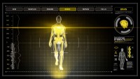 3D Human Walking on Yellow Digital Interface