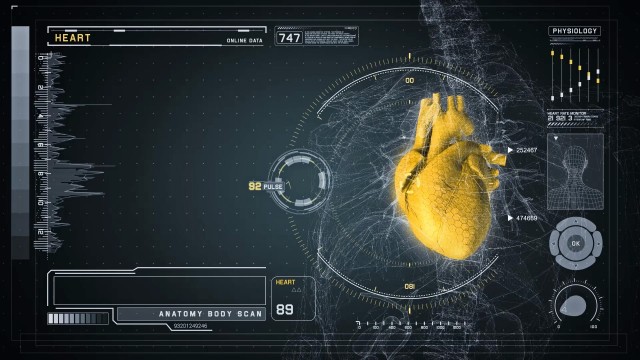 Heart Anatomy on Medical Futuristic Wireframe Interface