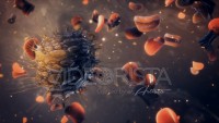 Cancer Cell attacking red blood cells. Human Organism cells under attack.