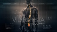 Anatomy of Human Male Spinal Discs on Futuristic Medical Interface dashboard. Seamless Loop. Animation.