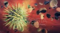 Green Lethal Virus Attacks Healthy Cells inside human organism. Cells mutate through a process of viral degeneration. Animation of virus destroying cells. PART B