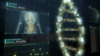 Analyzing DNA Structure, genes and genetic disorders, science. DNA Strand molecule close up animation with infographics.
