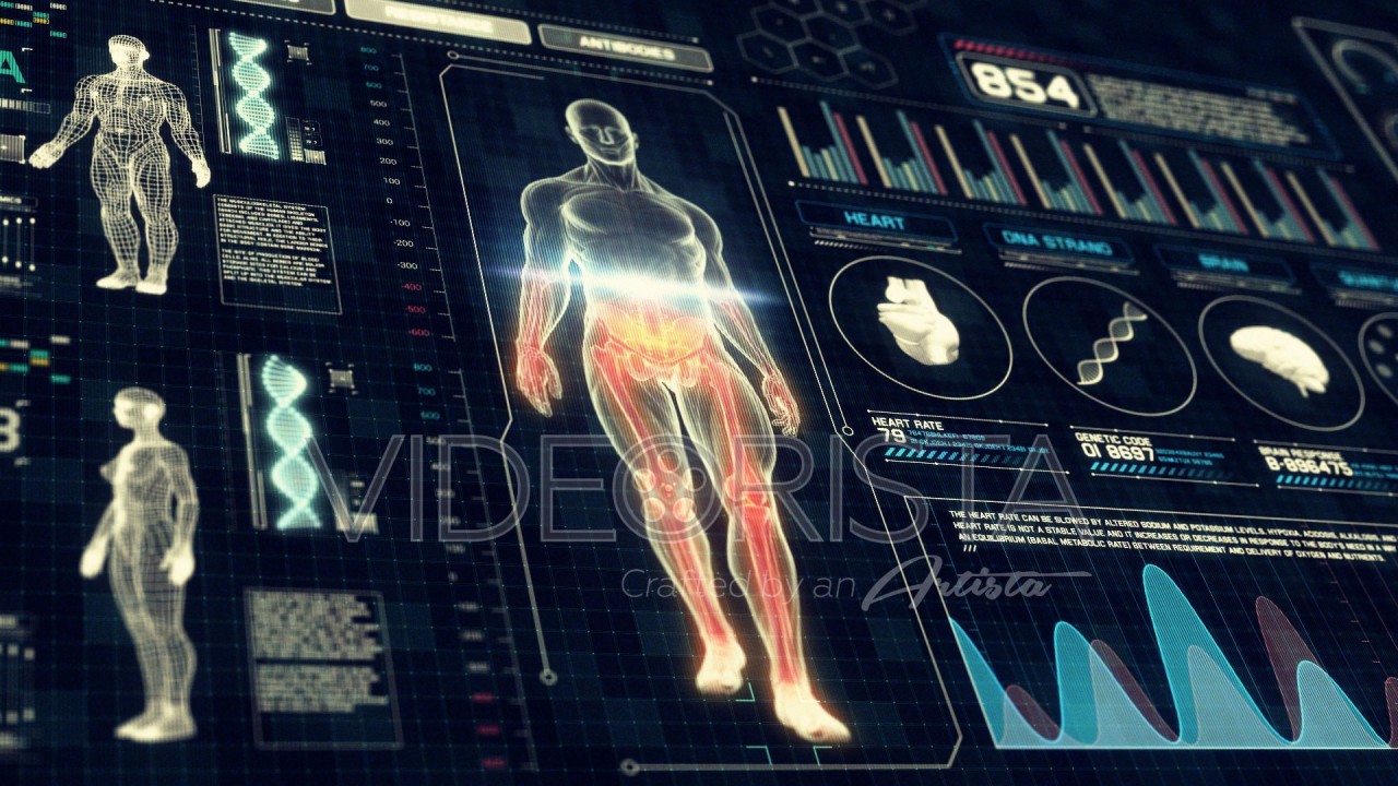 Full Body Anatomy Scan with Futuristic Touch Screen Diagnosis Interface ...