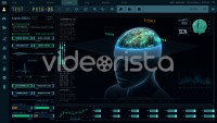 Brain Scan Interface showing human body and Neuronal Impulses with futuristic Infographics. Brain Scan connections.