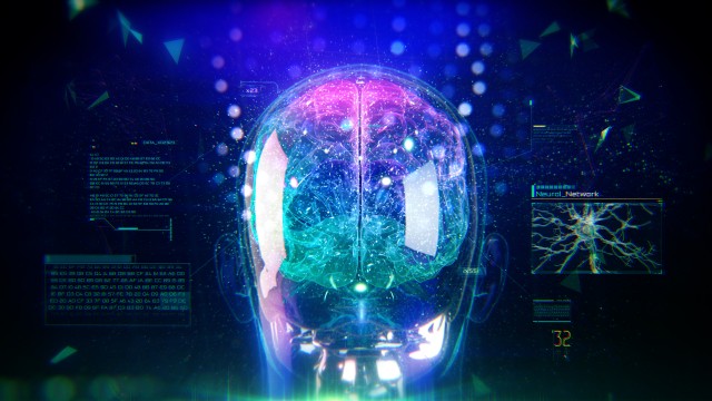 Colorful Human Brain animation with infographics and particles.
