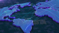 Global Connections over World 3D Map. Main destinations with air traffic. Global Flights through main cities.