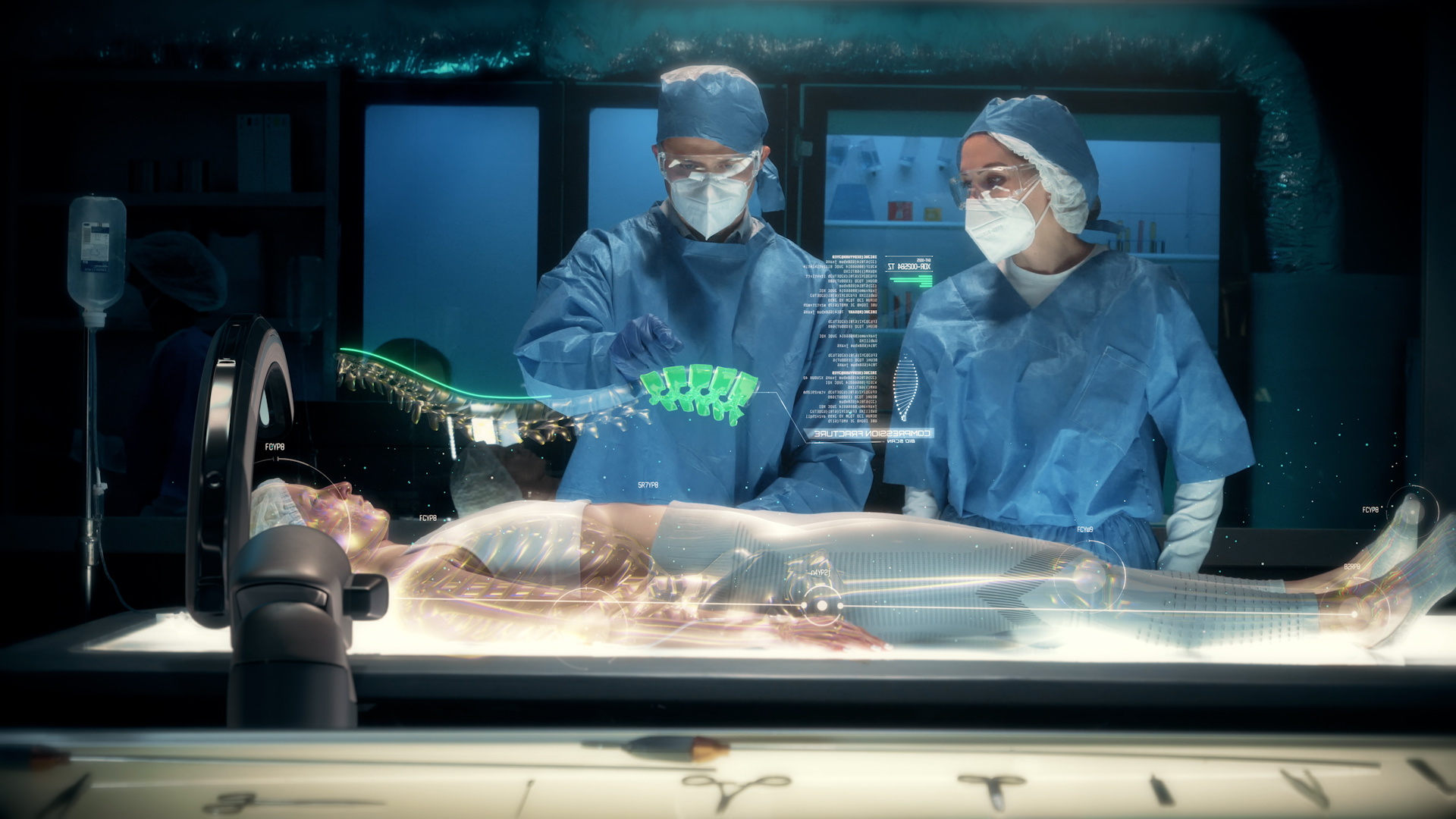 Team Of Surgeons Perform Futuristic Surgery With Holographic Scanner Technology On Female